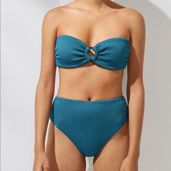 NWOT Anthropologie Classic Smocked Bikini Top XS - Picture 2 of 10